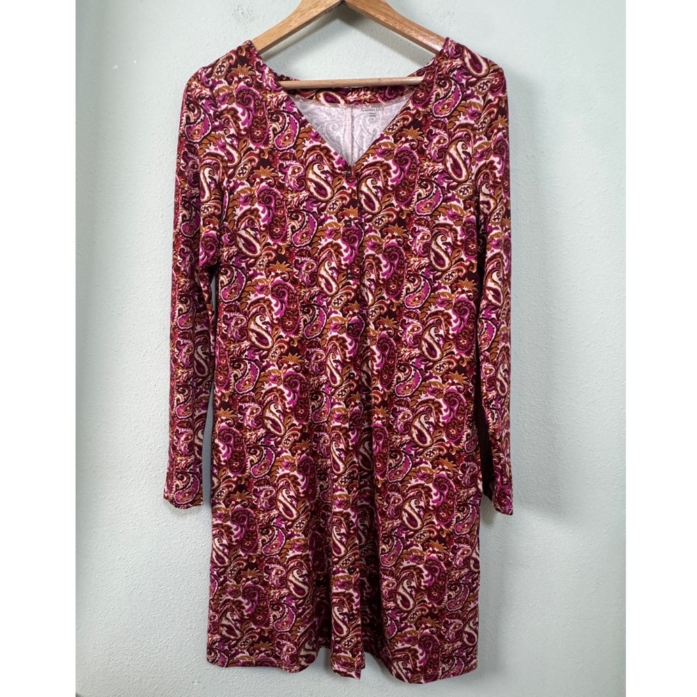 Garnet Hill Phoebe Button Front Knit Dress Spiced Rose Ikat Size Small NEW NWOT - Picture 2 of 10